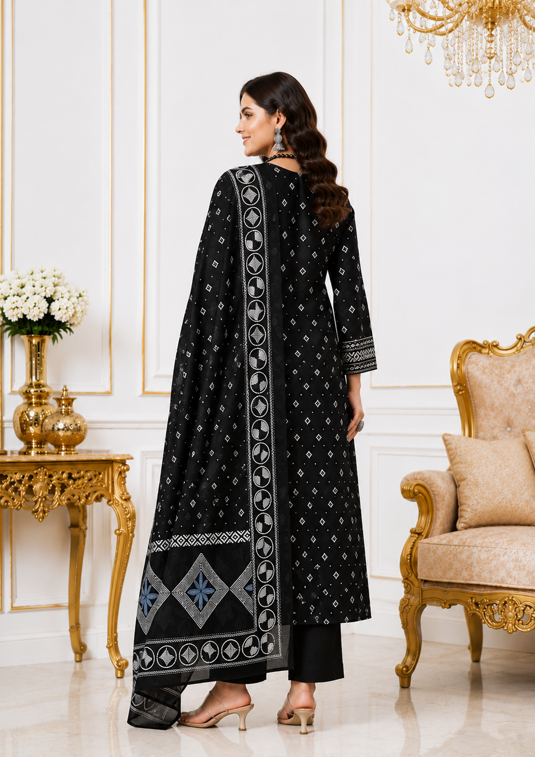 Noir Heritage Pure Cotton Block Printed Kurta Set with Dupatta for Women
