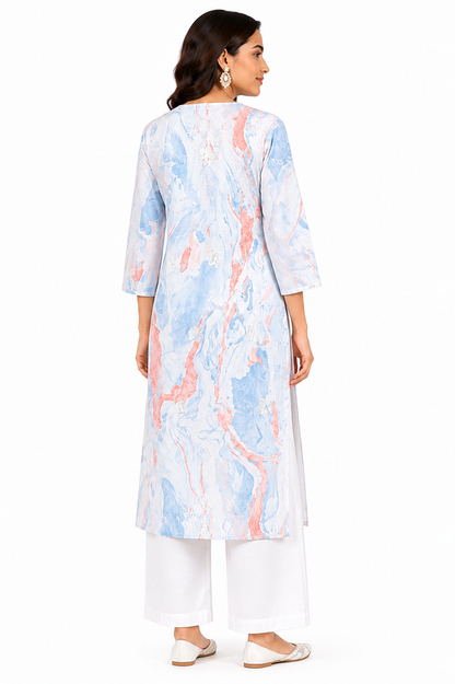 Women’s Cotton Printed Embroidered Kurti – Elegant Ethnic Wear