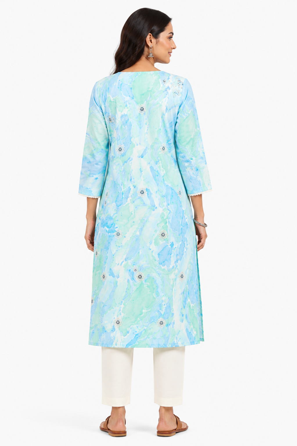 Women’s Cotton Printed Embroidered Straight Kurti