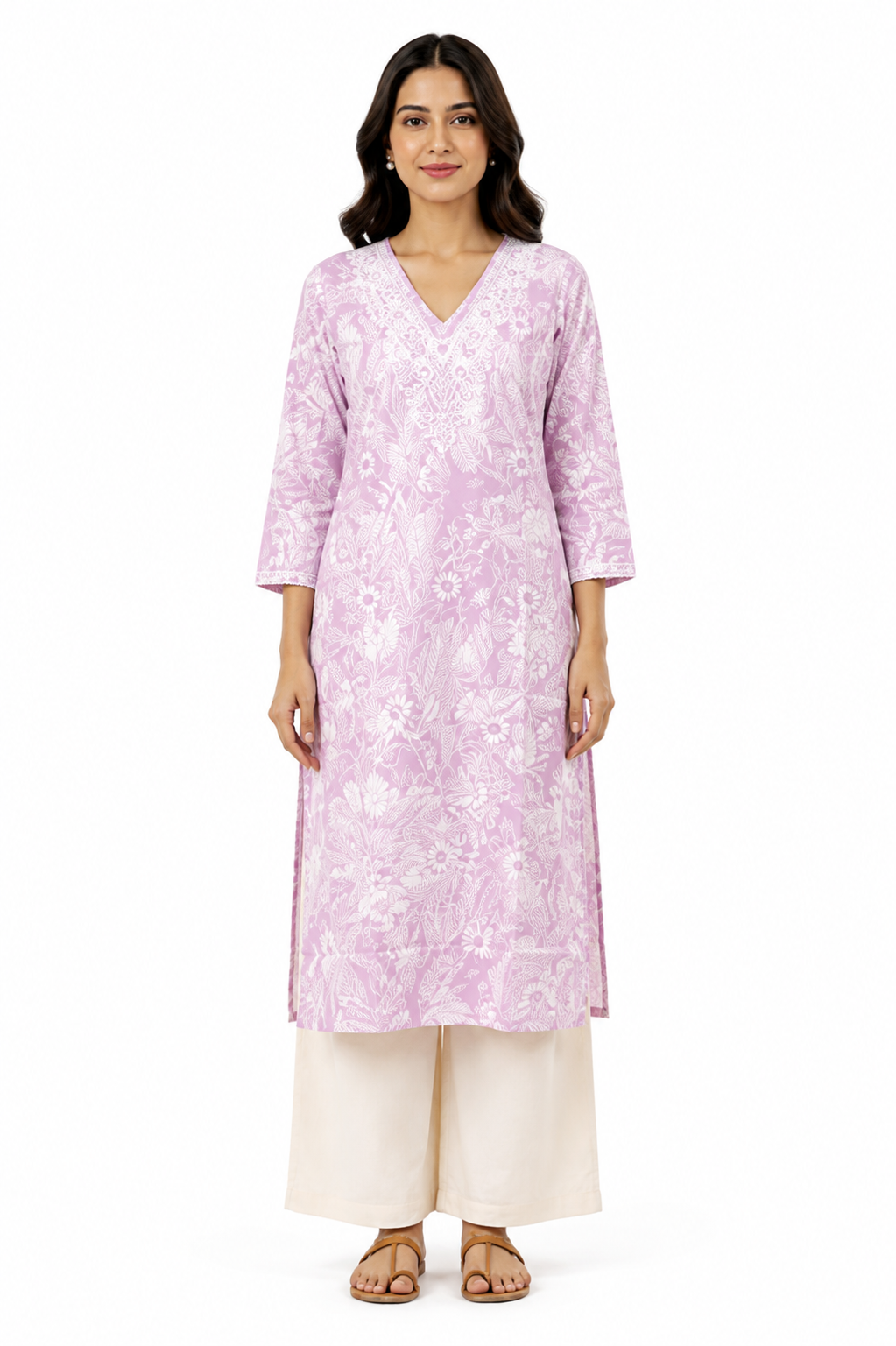 Women’s Cotton Printed Embroidered Kurti – Floral Ethnic Wear