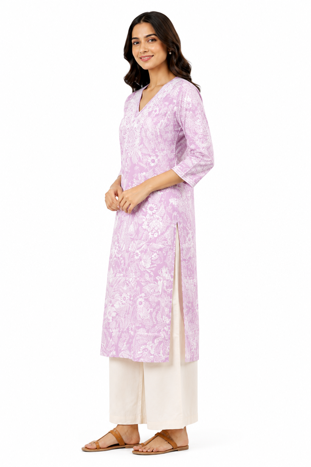 Women’s Cotton Printed Embroidered Kurti – Floral Ethnic Wear