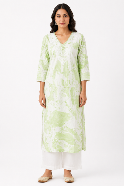 Cotton Printed Embroidered Kurties for Women