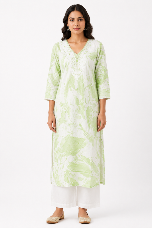 Cotton Printed Embroidered Kurties for Women