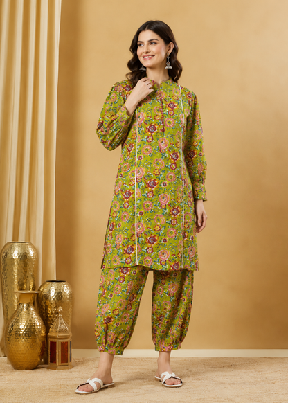 Meadow Bloom Floral Print Pure Cotton Kurta Set