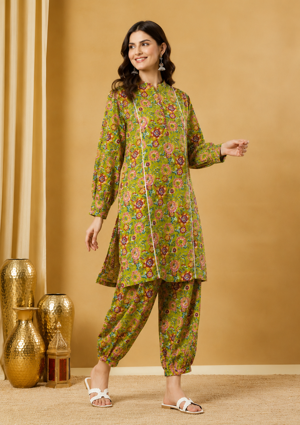 Meadow Bloom Floral Print Pure Cotton Kurta Set