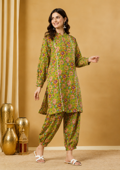 Meadow Bloom Floral Print Pure Cotton Kurta Set