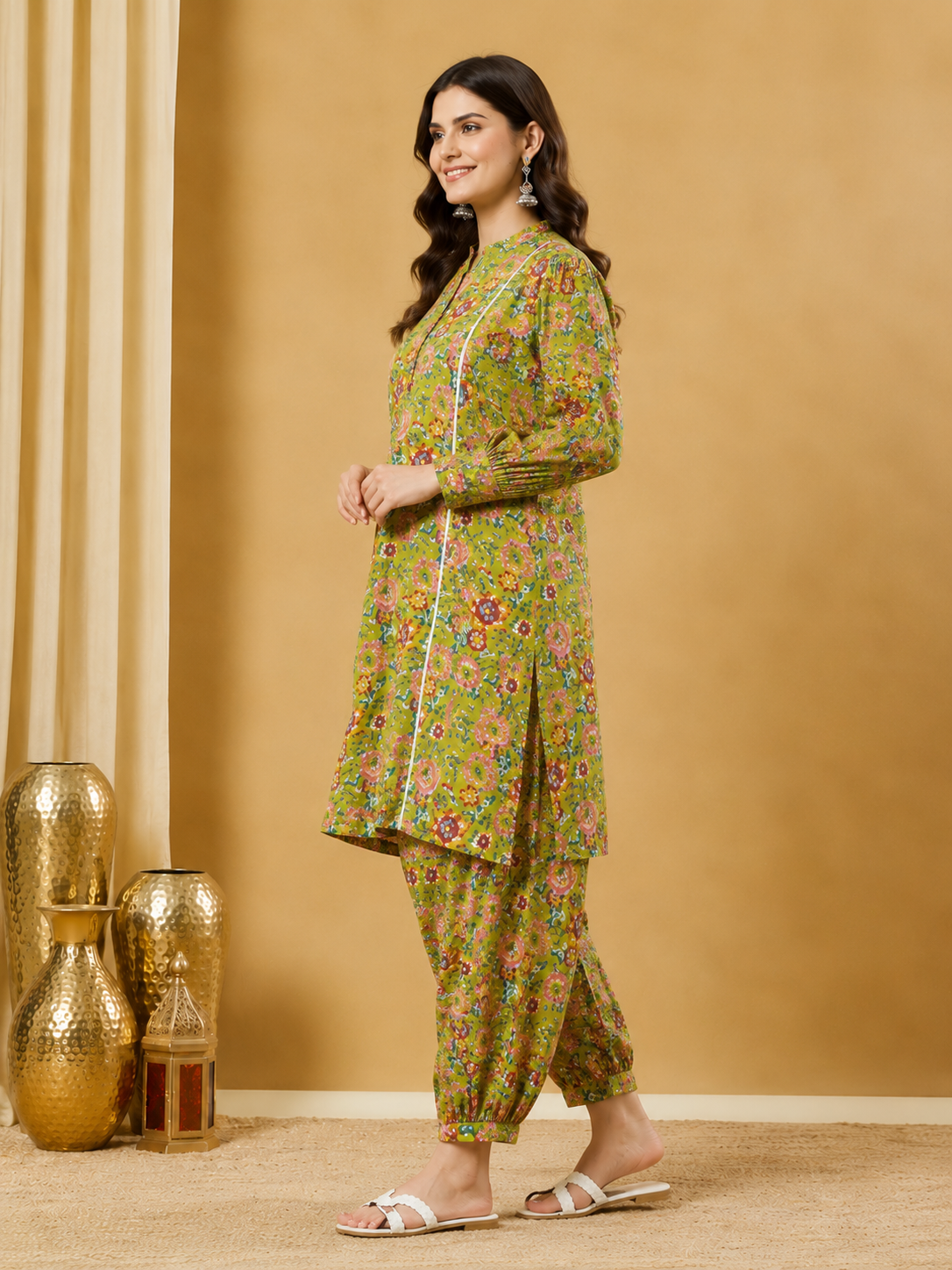 Meadow Bloom Floral Print Pure Cotton Kurta Set