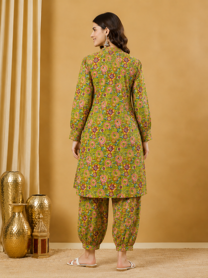 Meadow Bloom Floral Print Pure Cotton Kurta Set