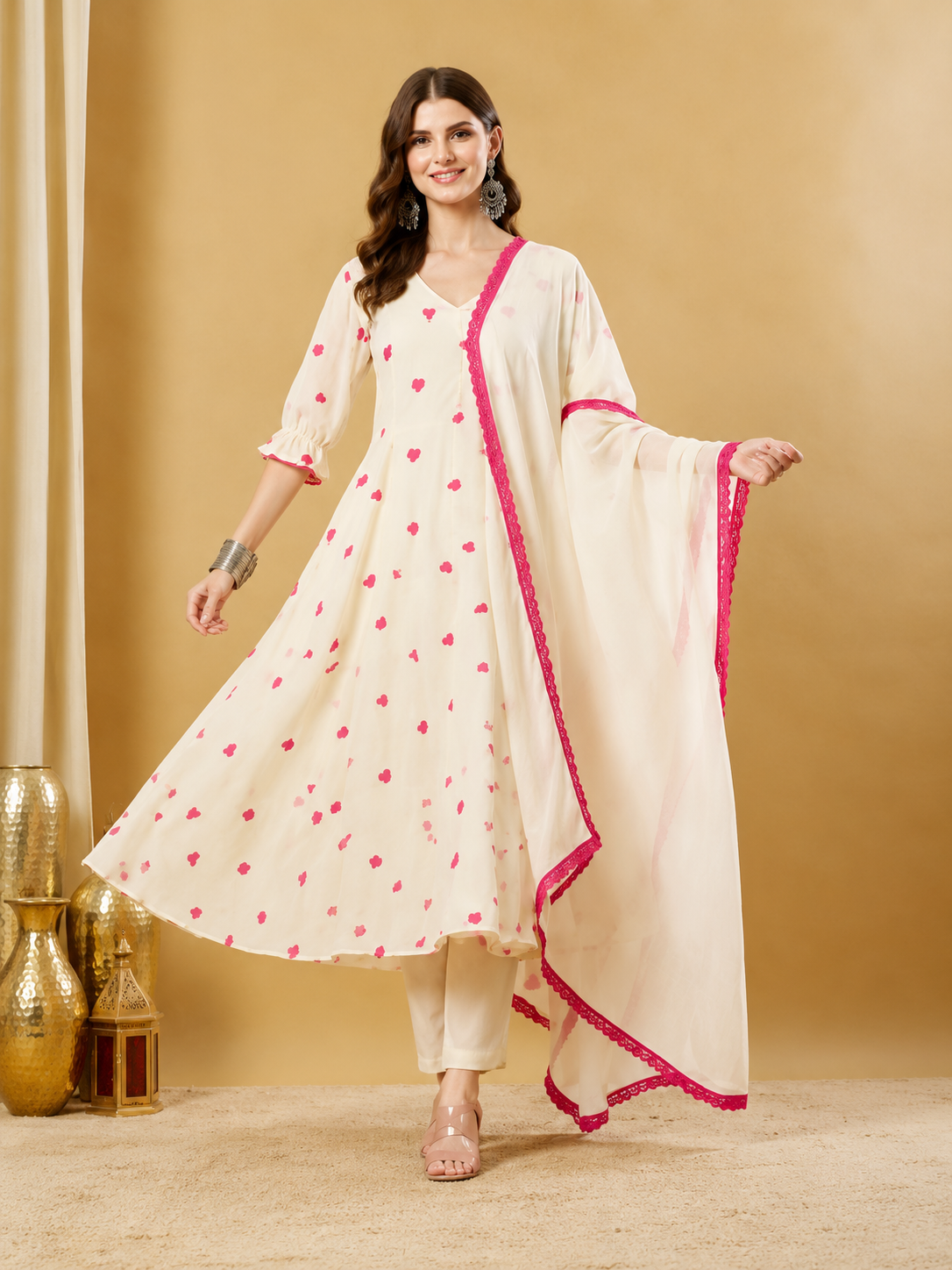 Ivory Blossom Pure Cotton Kurta Set