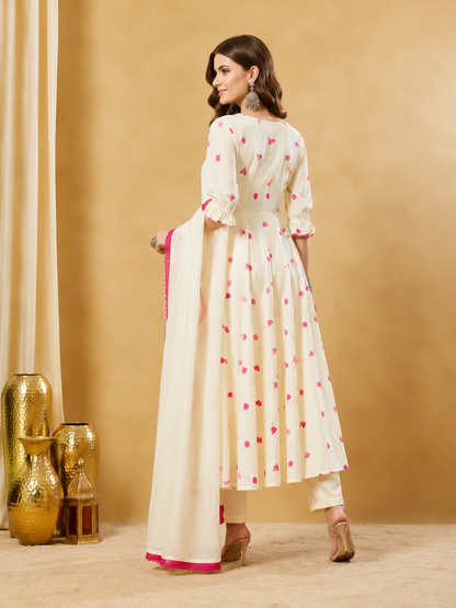 Ivory Blossom Pure Cotton Kurta Set