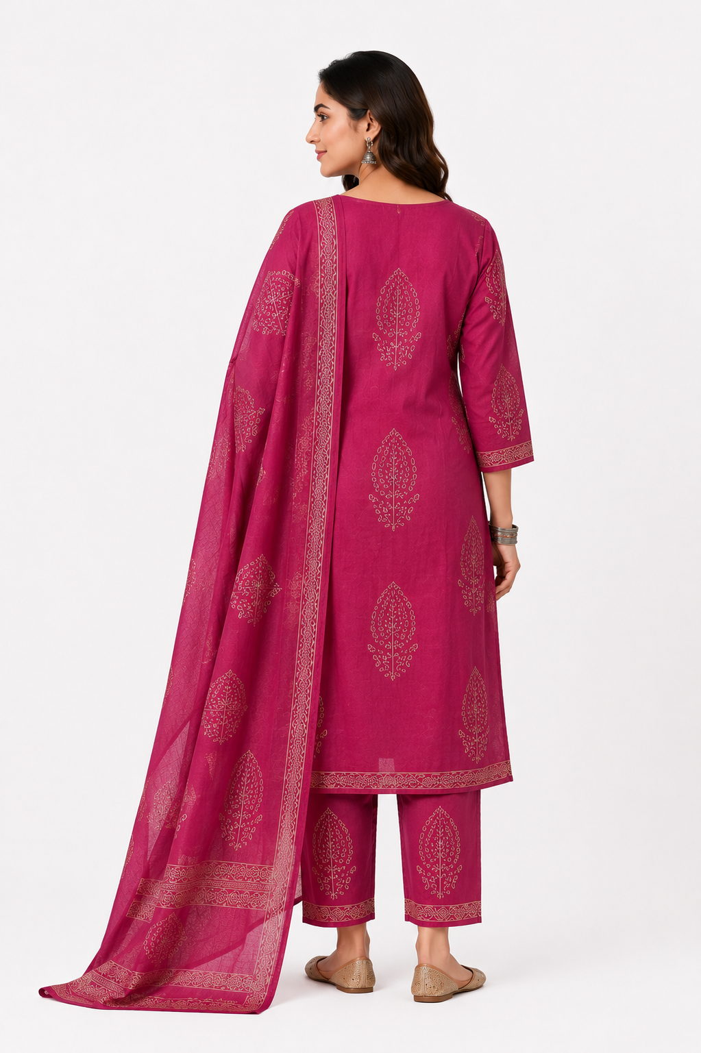Rosewood Grace Pure Cotton Printed Kurta Set with Dupatta for Women