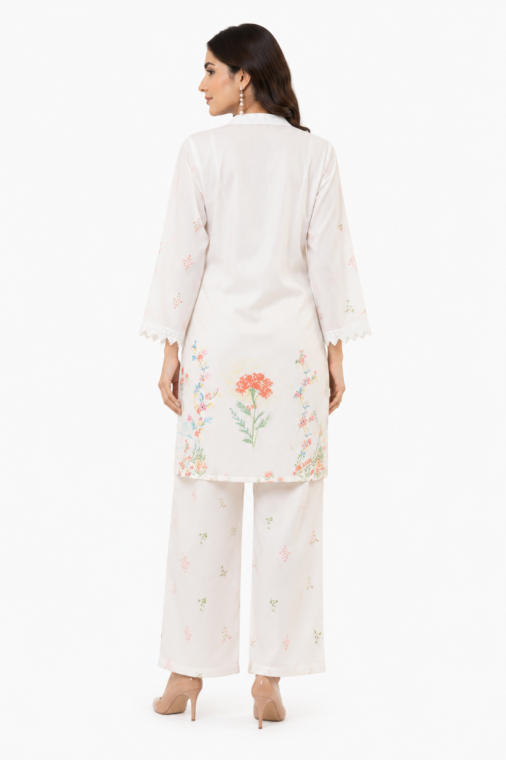 Off White Floral Printed Co-Ord Set for Women | Premium Botanical Print Top & Palazzo Set