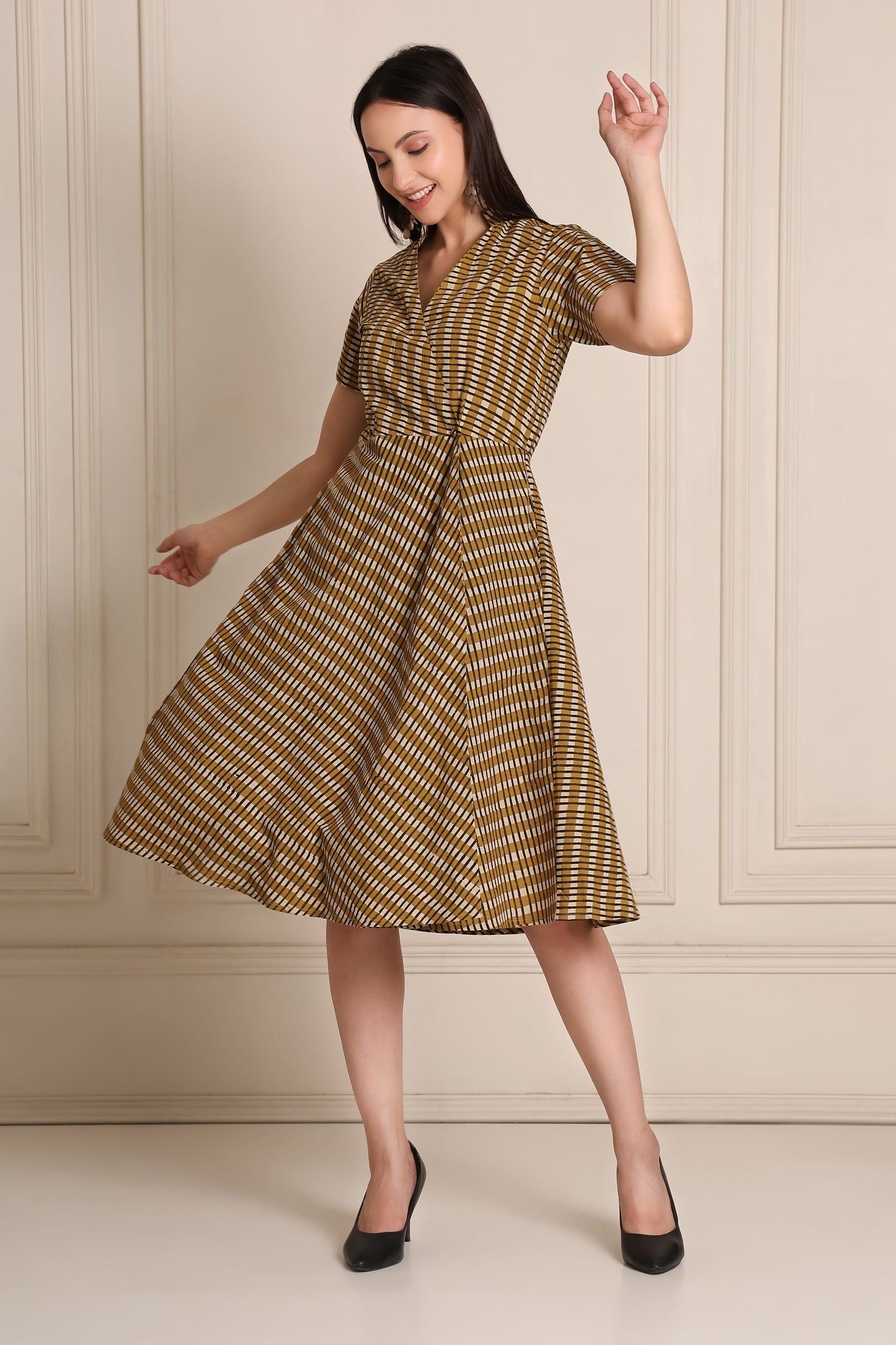 Striped Flow Wrap Dress