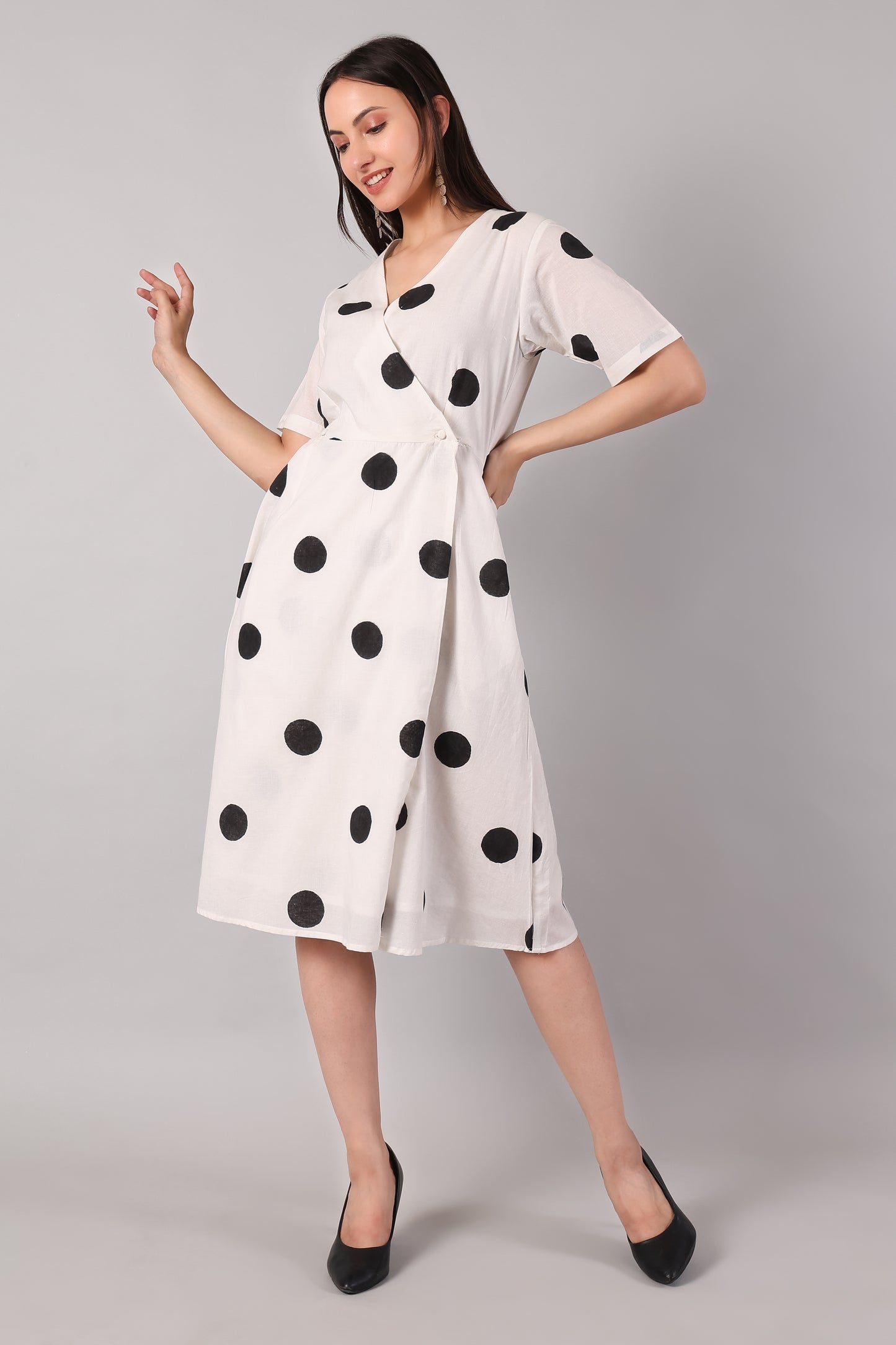 Classic Polka Dot Wrap Dress