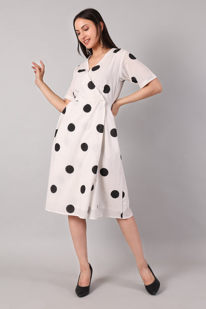Classic Polka Dot Wrap Dress