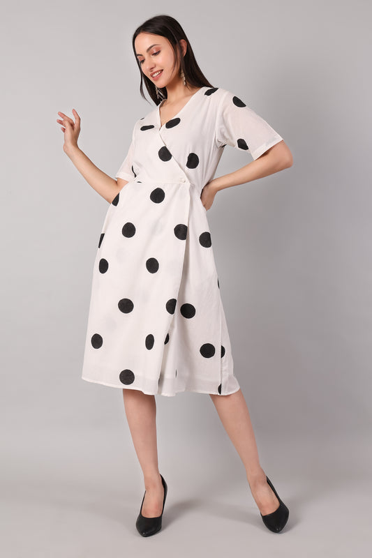 Classic Polka Dot Wrap Dress