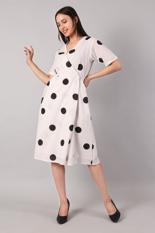 Classic Polka Dot Wrap Dress