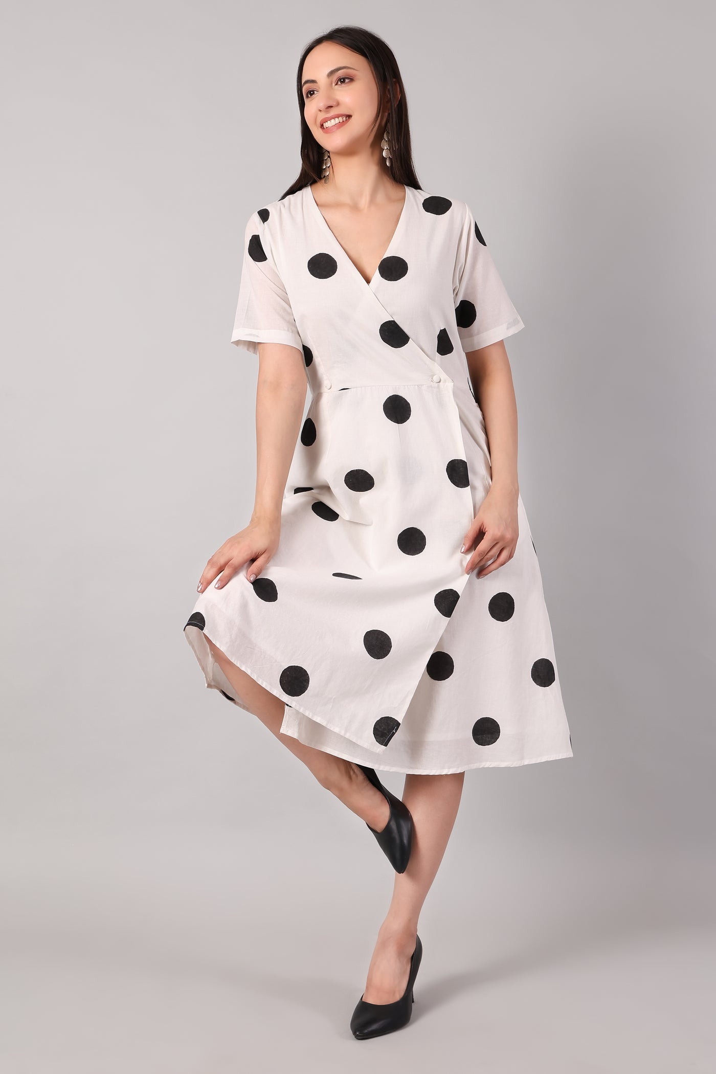 Classic Polka Dot Wrap Dresses
