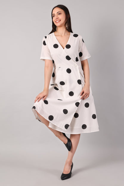 Classic Polka Dot Wrap Dress
