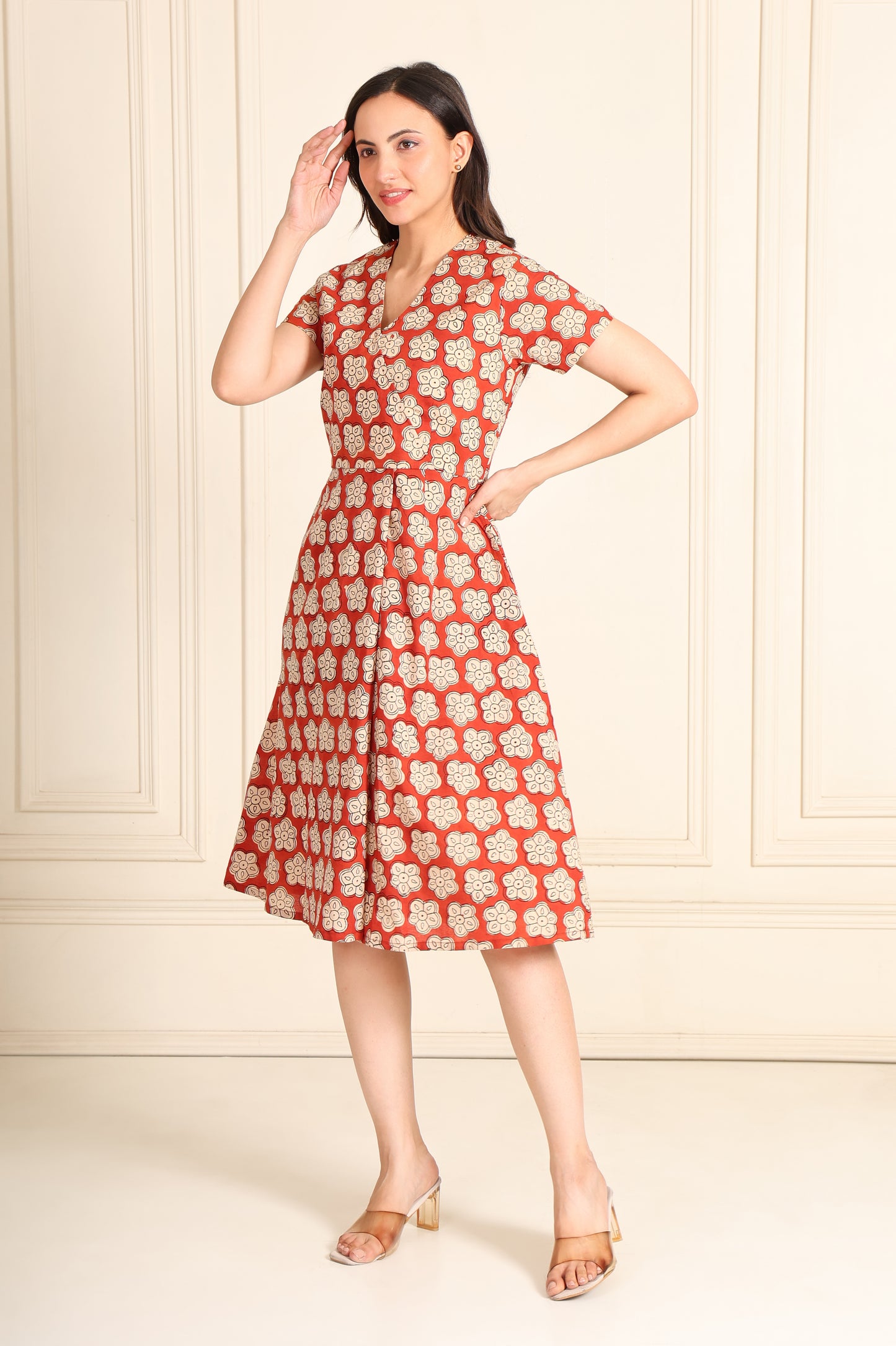 Red Bloom Wrap Dress