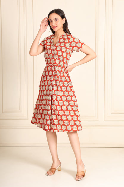 Red Bloom Wrap Dress