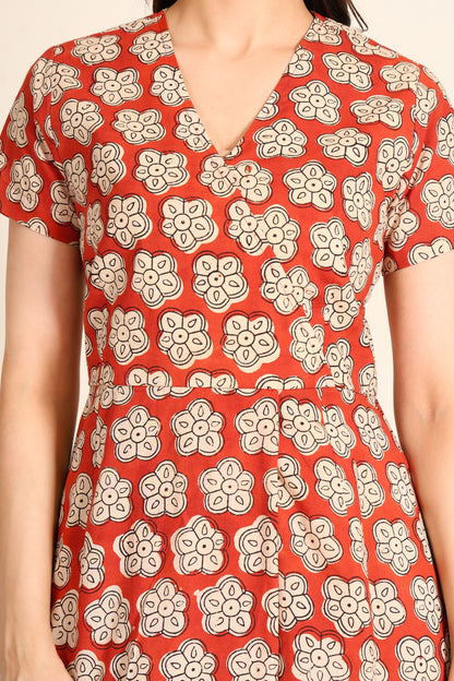 Red Bloom Wrap Dress